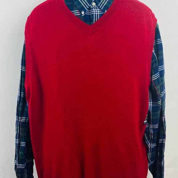 Hart Schaffner Marx Mens V Neck Vest Sz 3XT Big Tall 100% Red MERINO WOOL - Picture 8 of 10